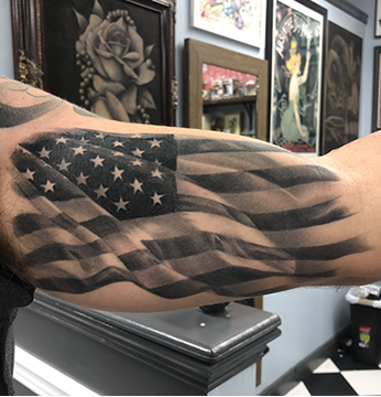 Black American Flag tattoo for men on chest  Tattoos Era